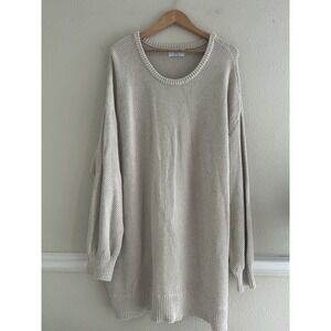 Old Navy Tunic Length Pullover Sweater 3X Ivory Crochet Lagenlook Quiet Modest